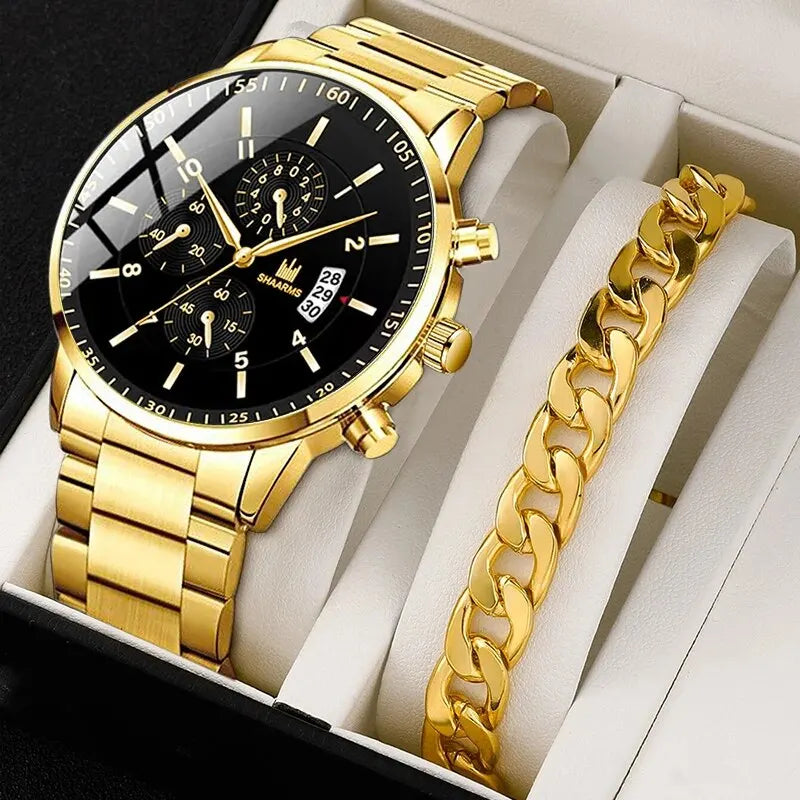 Men's Quartz Watch + Free Bracelet